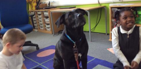 BINF gets a visit from Karma the Reading dog!