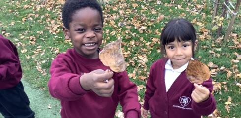 Falling leaves and fabulous fives in Reception at Whitehorse Infants